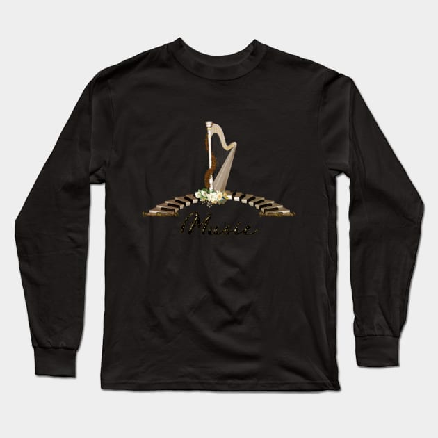 Wonderful harp with piano Long Sleeve T-Shirt by Nicky2342